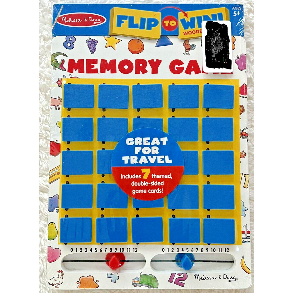 NEW Melissa & Doug Flip to Win Travel Memory Game -‎ Wooden Game Board